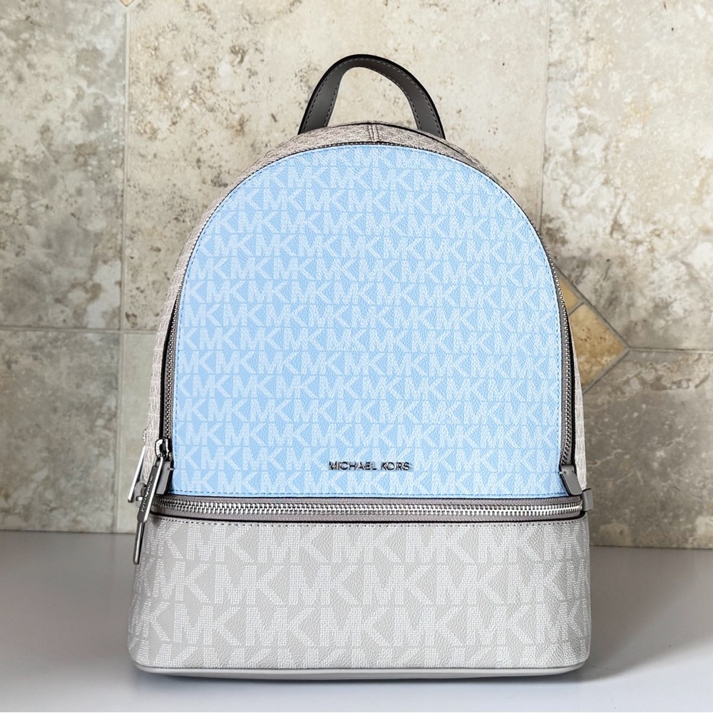 Michael Kors Rhea MD Backpack MK Color-Block Light Sky Multi